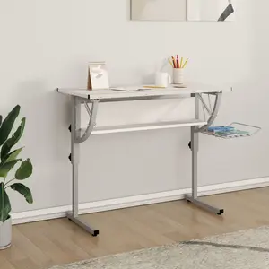 Comparateur de prix : vidaXL Bureau d'artisanat blanc et gris 110x53x(58-87) cm