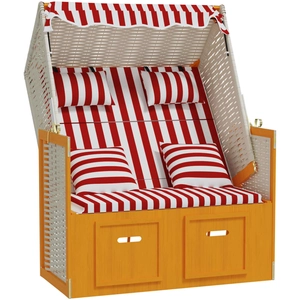 Comparateur de prix : vidaXL Strandkorb avec coussins Résine tressée bois solide Rouge blanc