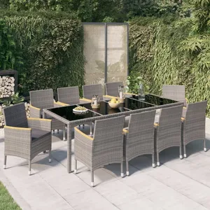 vidaXL Salon d'extérieur 11 pcs et coussins Résine tressée Noir gris pas cher