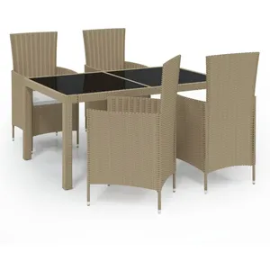 vidaXL Mobilier à dîner de jardin 5 pcs coussins Résine tressée Beige pas cher