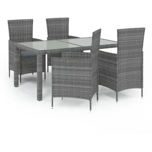 vidaXL Ensemble à manger d'extérieur 5pcs coussins résine tressée gris pas cher
