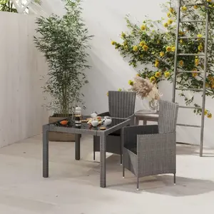 vidaXL Ensemble à manger d'extérieur 3pcs coussins gris résine tressée pas cher