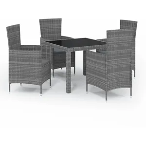 vidaXL Ensemble à manger d'extérieur 5pcs coussins résine tressée gris pas cher