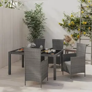vidaXL Ensemble à manger d'extérieur 5pcs coussins résine tressée gris pas cher