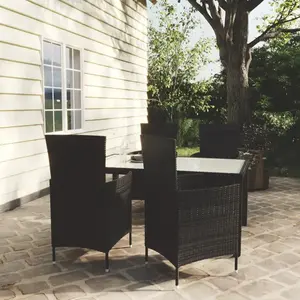 vidaXL Salon d'extérieur 5 pcs avec coussins Résine tressée Noir pas cher