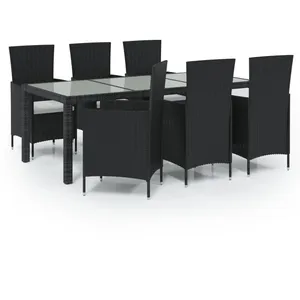 Comparateur de prix : vidaXL Salon de jardin 7 pcs avec coussins résine tressée noir