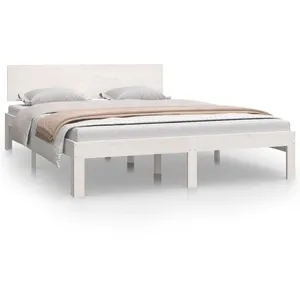 vidaXL Cadre de lit Blanc Bois de pin massif 140x200 cm pas cher