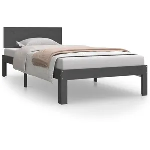 vidaXL Cadre de lit Gris Bois de pin massif 90x200 cm pas cher