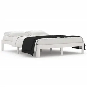 Comparateur de prix : vidaXL Cadre de lit Blanc Bois de pin massif 140x190 cm