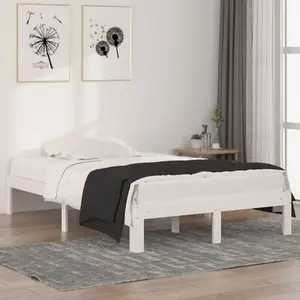 vidaXL Cadre de lit Blanc Bois massif 120x190 cm Petit double pas cher