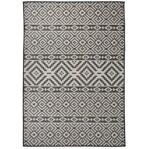 vidaXL Tapis à tissage plat d'extérieur 140x200 cm Rayures noires