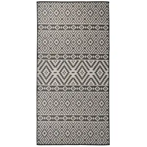 vidaXL Tapis à tissage plat d'extérieur 100x200 cm Rayures noires