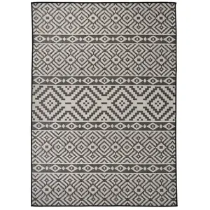 Comparateur de prix : vidaXL Tapis à tissage plat d'extérieur 120x170 cm Rayures noires