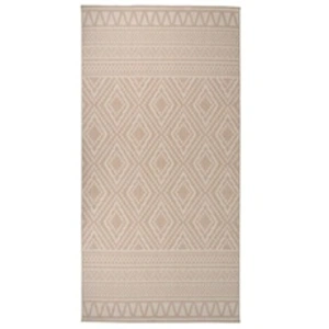vidaXL Tapis à tissage plat d'extérieur 100x200 cm Rayures brunes pas cher