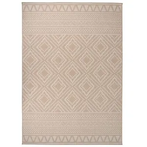 vidaXL Tapis à tissage plat d'extérieur 140x200 cm Rayures brunes