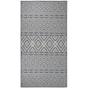 vidaXL Tapis à tissage plat d'extérieur 80x150 cm Rayures bleues