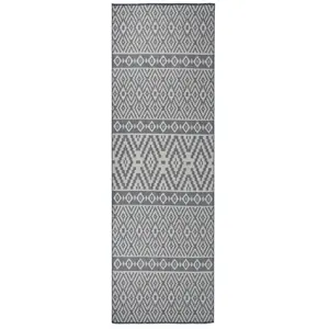 Comparateur de prix : vidaXL Tapis à tissage plat d'extérieur 80x250 cm Rayures bleues