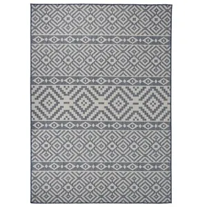 vidaXL Tapis à tissage plat d'extérieur 140x200 cm Rayures bleues pas cher