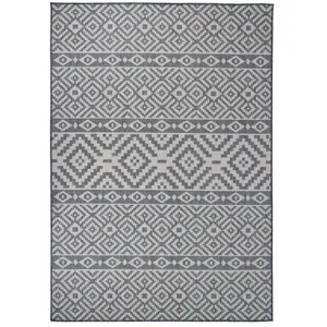Comparateur de prix : vidaXL Tapis à tissage plat d'extérieur 160x230 cm Rayures bleues