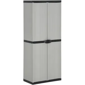 vidaXL Armoire de rangement de jardin 3 étagères Gris/noir 68x40x168cm pas cher
