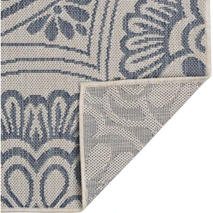 Comparateur de prix : vidaXL Tapis à tissage plat d'extérieur 80x250 cm Motif bleu