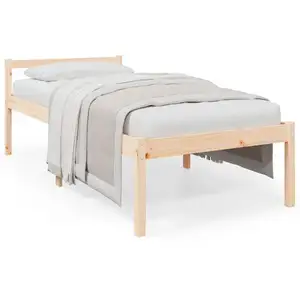vidaXL Vidaxl Cadre De Lit Bois De Pin Massif 90x190 Cm Simple pas cher
