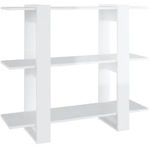 vidaXL Bibliothèque/Séparateur de pièce Blanc brillant 100x30x87 cm pas cher