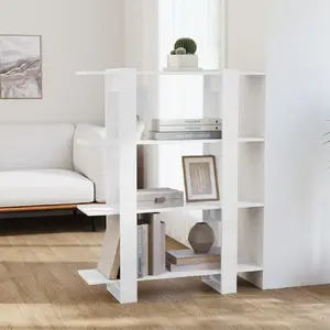 Comparateur de prix : vidaXL Bibliothèque/Séparateur de pièce Blanc brillant 100x30x123,5 cm