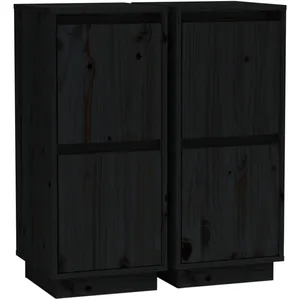 Comparateur de prix : vidaXL Buffets 2 pcs Noir 31,5x34x75 cm Bois massif de pin