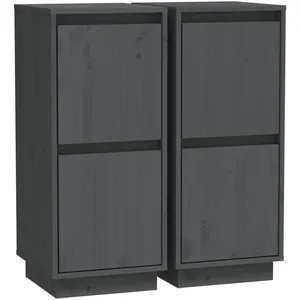 vidaXL Buffets 2 pcs Gris 31,5x34x75 cm Bois massif de pin