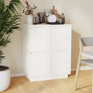 vidaXL Buffet Blanc 60x34x75 cm Bois massif de pin pas cher