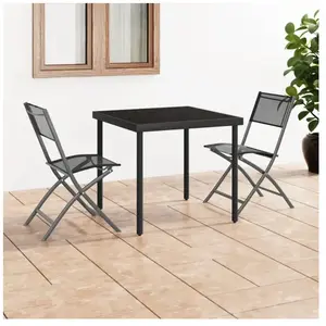 vidaXL Chaises d'extérieur pliables 2 pcs Noir Acier et textilène pas cher