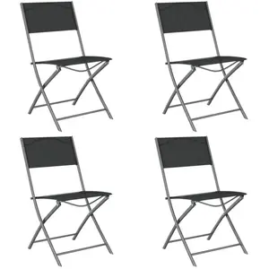 vidaXL Chaises d'extérieur pliables 4 pcs Noir Acier et textilène pas cher