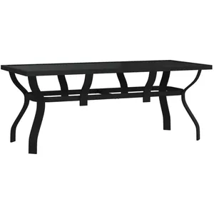 Comparateur de prix : vidaXL Table de jardin Noir 180x80x70 cm Acier et verre