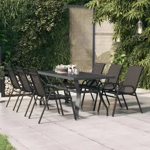 Comparateur de prix : vidaXL Table de jardin Gris et noir 180x80x70 cm Acier et verre