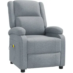 vidaXL Fauteuil de massage Gris clair Tissu pas cher