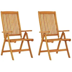 vidaXL Chaises de jardin pliables 2 pcs Bois d'eucalyptus massif pas cher