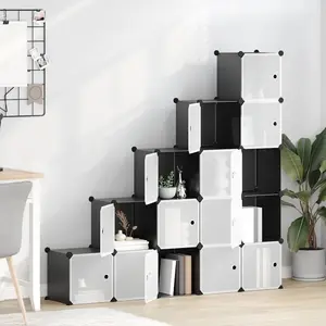 Comparateur de prix : vidaXL Cubes de rangement 15 pcs avec portes Noir PP