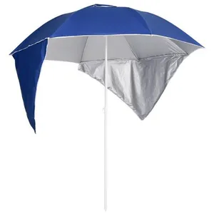 vidaXL Parasol de plage avec parois latérales Bleu 215 cm pas cher
