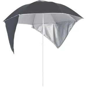vidaXL Parasol de plage avec parois latérales Anthracite 215 cm pas cher