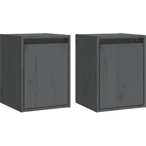 vidaXL Armoires murales 2 pcs Gris 30x30x40 cm Bois de pin massif pas cher
