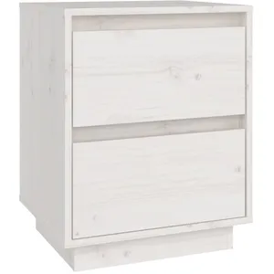 vidaXL Table de chevet Blanc 40x35x50 cm Bois de pin solide pas cher