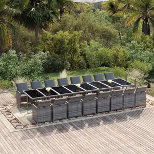 Comparateur de prix : vidaXL Ensemble à manger de jardin 17 pcs et coussins résine tressée
