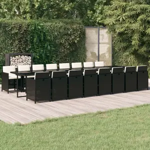 vidaXL Ensemble à manger de jardin 17 pcs coussins noir résine tressée pas cher