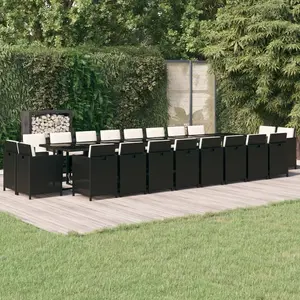 Comparateur de prix : 21 pcs. salon de jardin avec coussins noir poly rotin