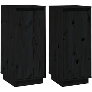 Comparateur de prix : vidaXL Buffets 2 pcs Noir 31,5x34x75 cm Bois massif de pin