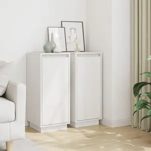 Comparateur de prix : vidaXL Buffets 2 pcs Blanc 31,5x34x75 cm Bois massif de pin