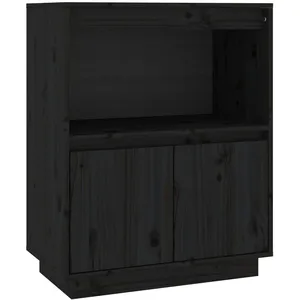 vidaXL Buffet Noir 60x34x75 cm Bois massif de pin pas cher