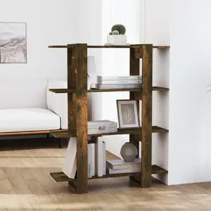 vidaXL Bibliothèque/Séparateur de pièce Chêne fumé 100x30x123,5 cm pas cher