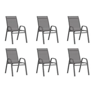 vidaXL Chaises empilables de jardin 6 pcs Gris Tissu textilène pas cher
